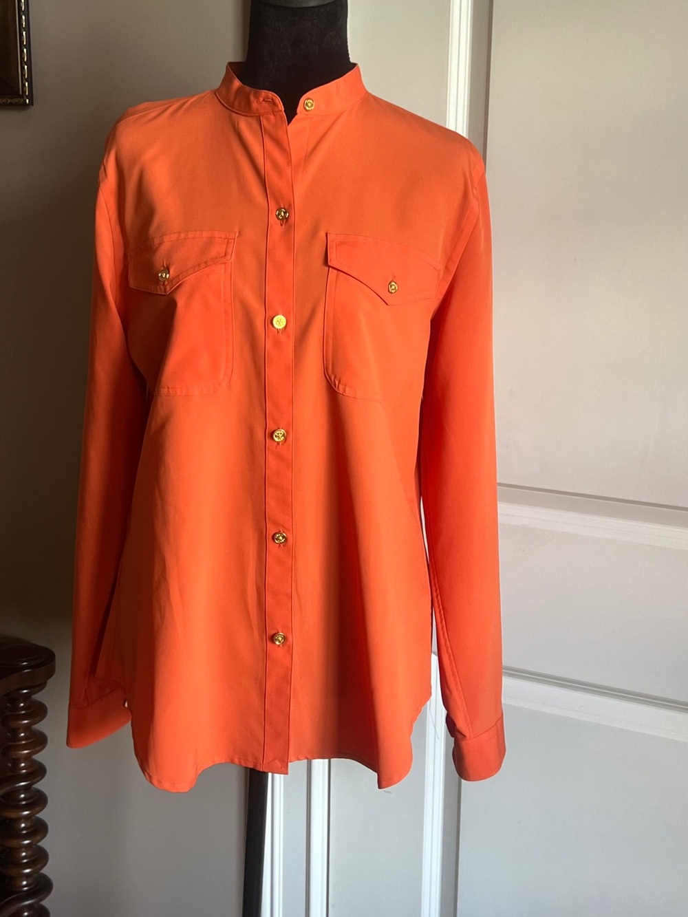 Chaps Women Mandarin Collar Button-Down Shirt